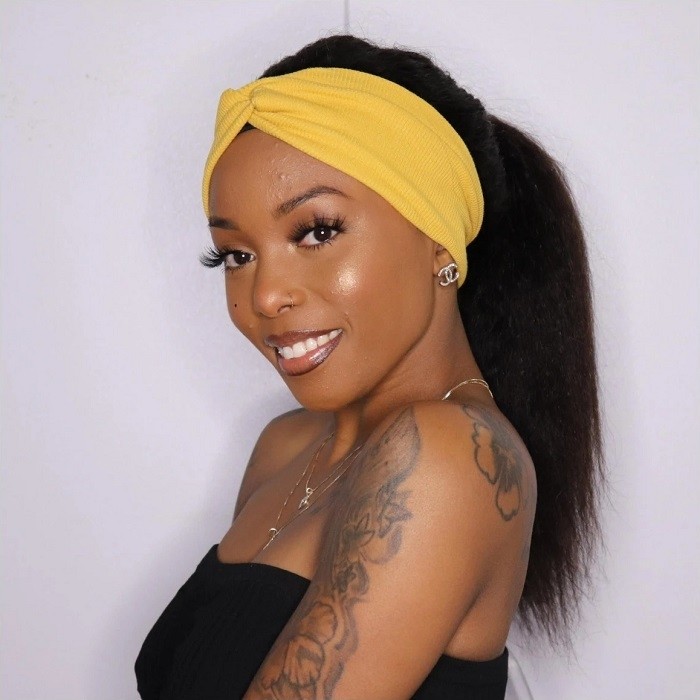 Kriyya Kinky Straight Wigs Human Hair 3/4 Half Wig Glueless Wigs Natural Color