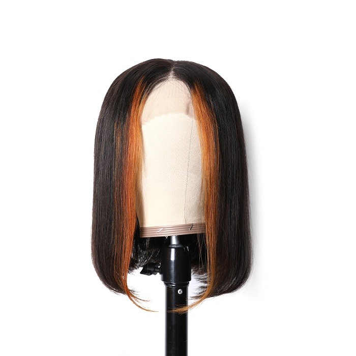 Kriyya 13x4 Lace Front Wigs 150% Density Straight Human Hair 30#  Cinnamon Highlights Color