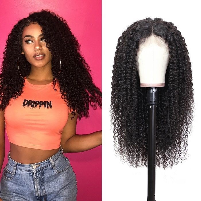 Kriyya 13x4 Pre Plucked Transparent Lace Frontal Wigs 150% Density Curly Wig Human Hair