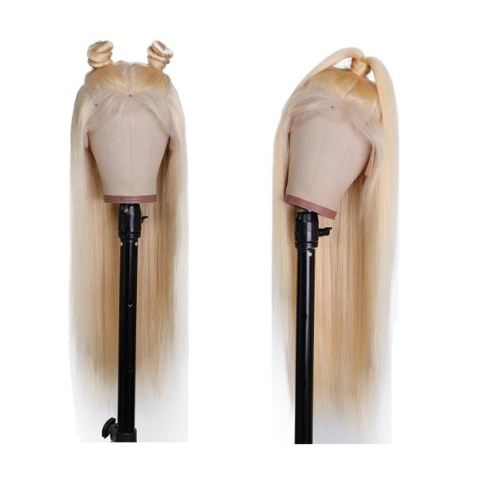 Kriyya 13x6 613 Blonde Lace Front Wigs Pre-plucked Straight Human Hair Wig 150% Density
