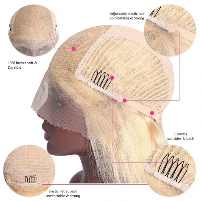 Kriyya 13x6 613 Blonde Lace Front Wigs Pre-plucked Straight Human Hair Wig 150% Density