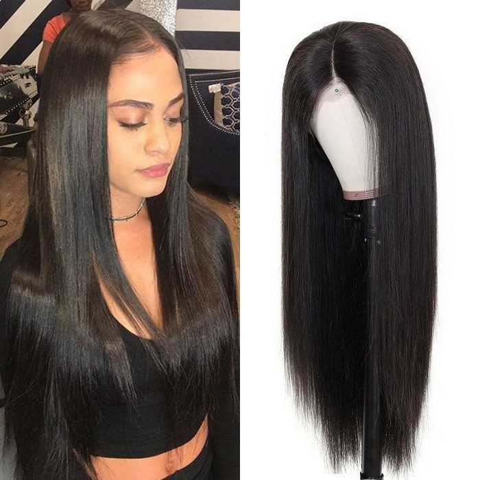 Kriyya Pre-made Fake Scalp Lace Wig 13x6 Straight Lace Front Human Hair Wigs For Women 150% Density