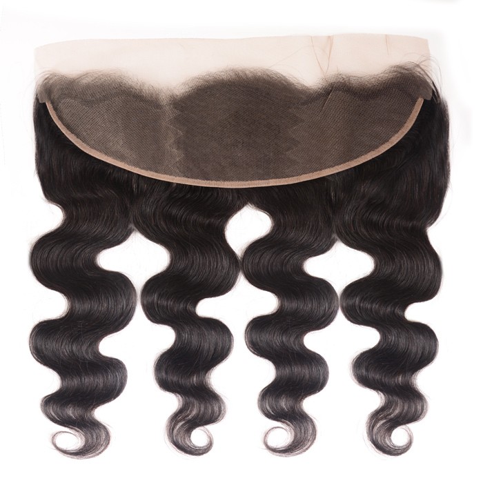 Kriyya 3 Pcs Brazilian Virgin Human Hair Body Wave With 13*4 Lace Frontal