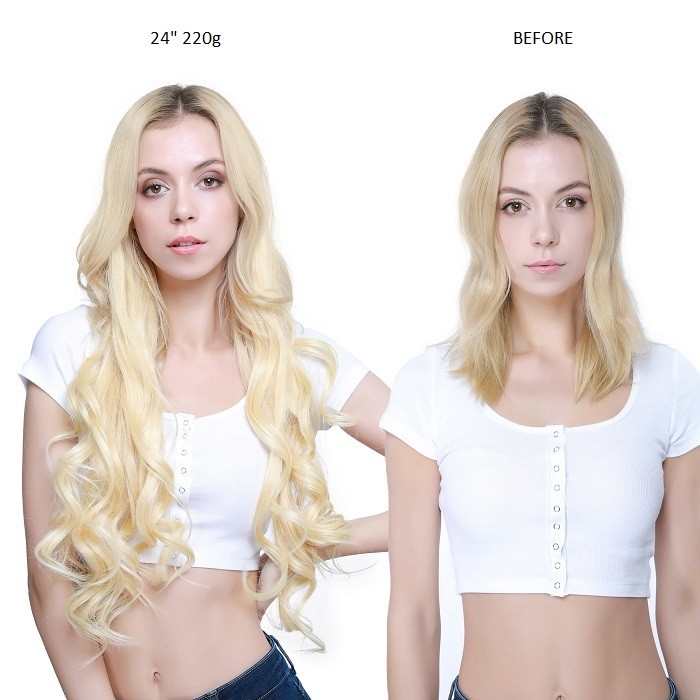 Kriyya Clip In Extensions Platinum Blonde 24 Inch Remy Human Hair