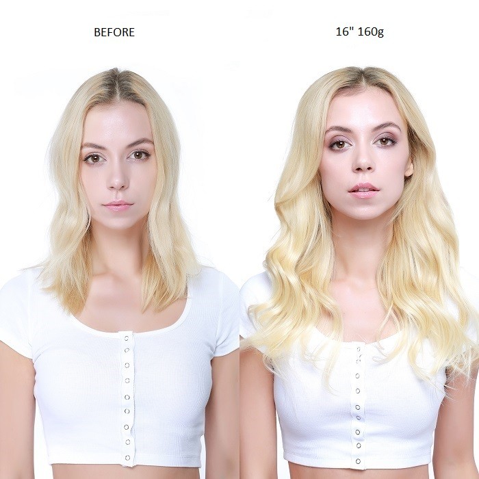 Kriyya Real Hair Extensions Clip Ins Blonde Remy Hair 16 Inch Hair Extensions