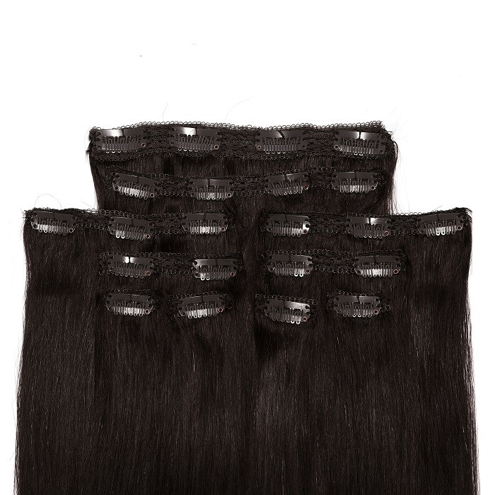 Kriyya Remy Clip In Hair Extensions Natural Black 24 Inch