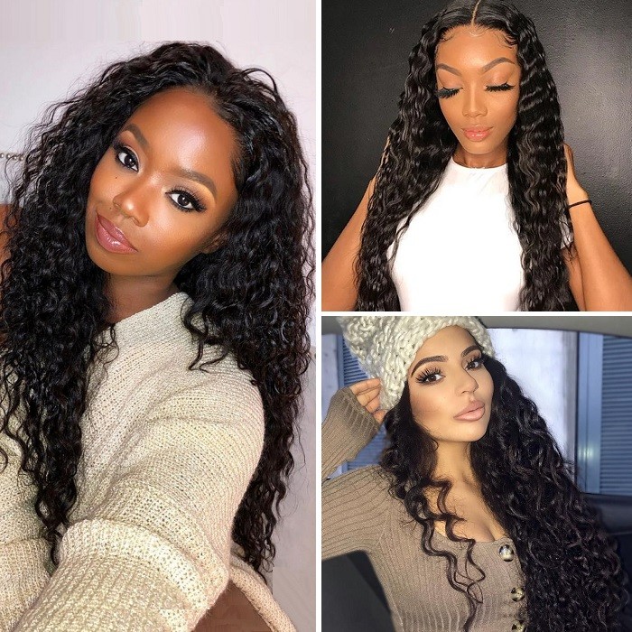 Kriyya 13x6 Lace Frontal Wigs Human Hair Deep Wave Lace Front Wigs 180% Density 