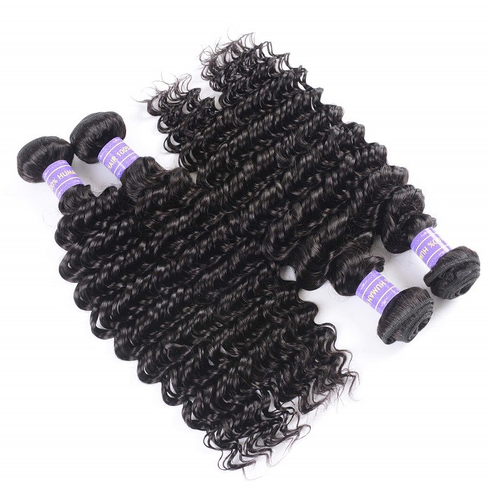 Kriyya Deep Wave Malaysian Human Hair Bundles Deals 4pcs Unprocessed 7A Virgin Hair