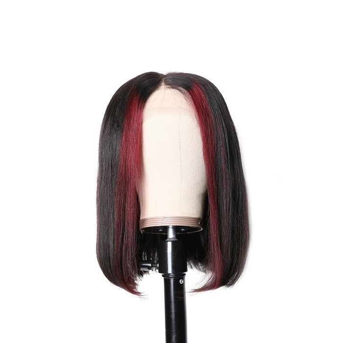 Kriyya Highlight 99J Straight Lace Front Wigs 150% Density Human Hair Lace Front Wigs