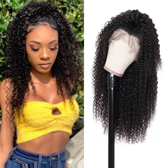 Kriyya  Jerry Curly 13x6 Lace Front Wig 180% Density Pre Plucked Human Hair Wigs