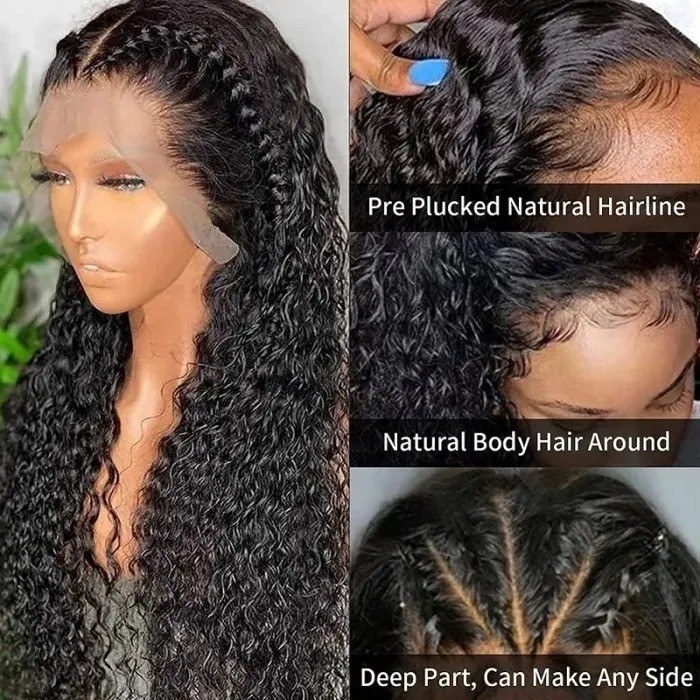 Kriyya  Jerry Curly Human Hair 13x4 Lace Front Wig Pre-plucked Virgin Hair Wig 150% Density