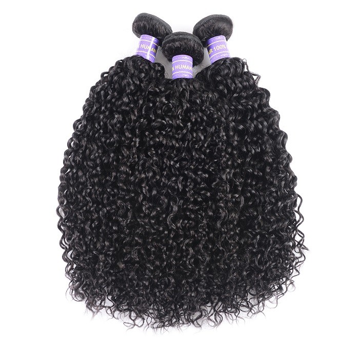 Kriyya Jerry Curly 3 Bundles Peruvian Unprocessed 7A Human Hair Weave