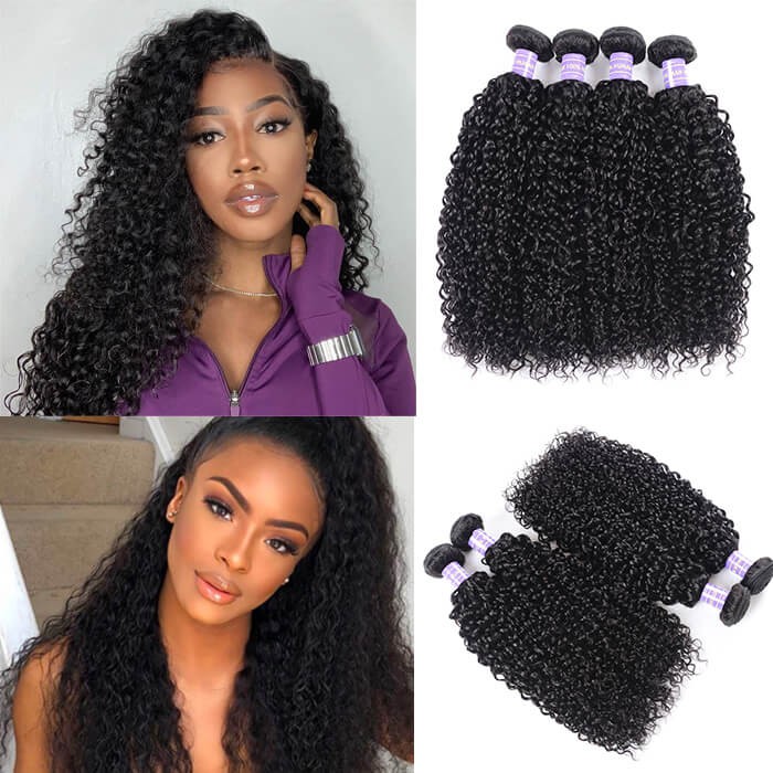 Kriyya Jerry Curly Brazilian Virgin Hair Best 7A Human Hair Weave 4 Pcs