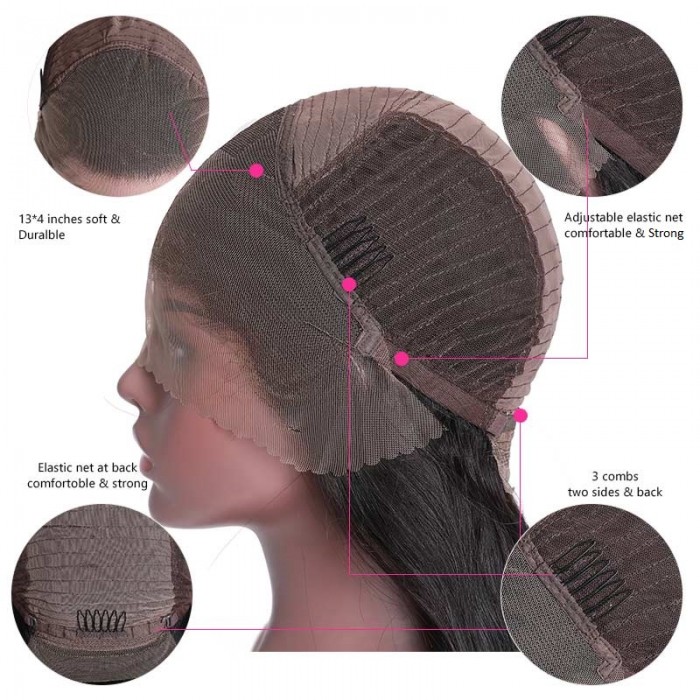 Kriyya Kinky Straight Bob Wig Pre-Plucked Human Hair Wigs With Baby Hair 150% Density Natural Color