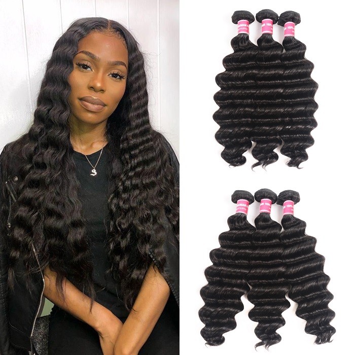 Kriyya Loose Deep Wave Bundles Indian 3 Bundles Weave Hair