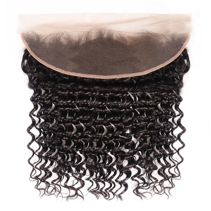 Kriyya Malaysian Deep Wave Virgin Hair 13x4 Pre Plucked Lace Frontal With 4 Bundles