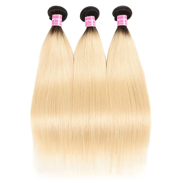 Kriyya 3 Pcs T1B/613 Ombre Virgin Hair Bundle Deals Malaysian Straight Hair