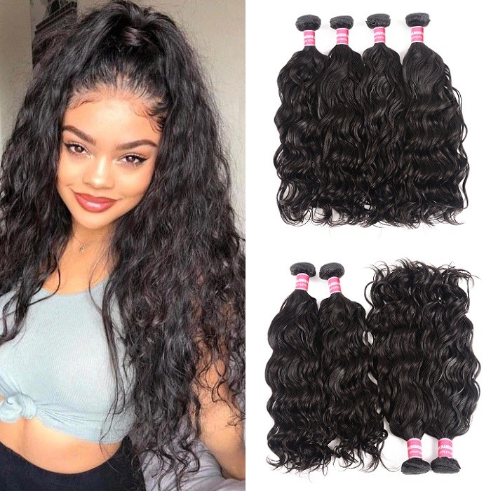 Kriyya Natural Wave Hair Peruvian Virgin Hair Weave 4 Bundles 100% Human Hair