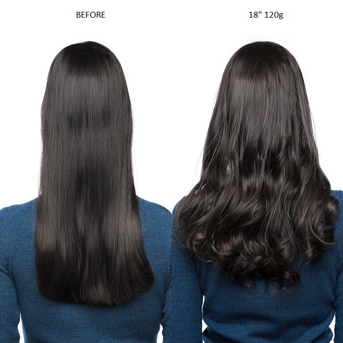 Kriyya 120g Human Hair Clip Ins Real Hair Extensions Natural Black Hair Color Remy Hair