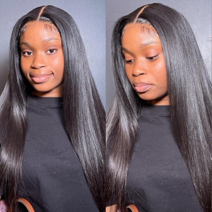 Kriyya Straight 13x6 Lace Front Wigs 150% Density Human Hair Wigs With Baby Hair