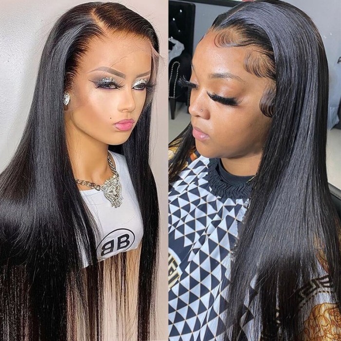 Kriyya Pre Plucked 13x4 Straight Lace Front Wigs 150% Density Human Hair Wig