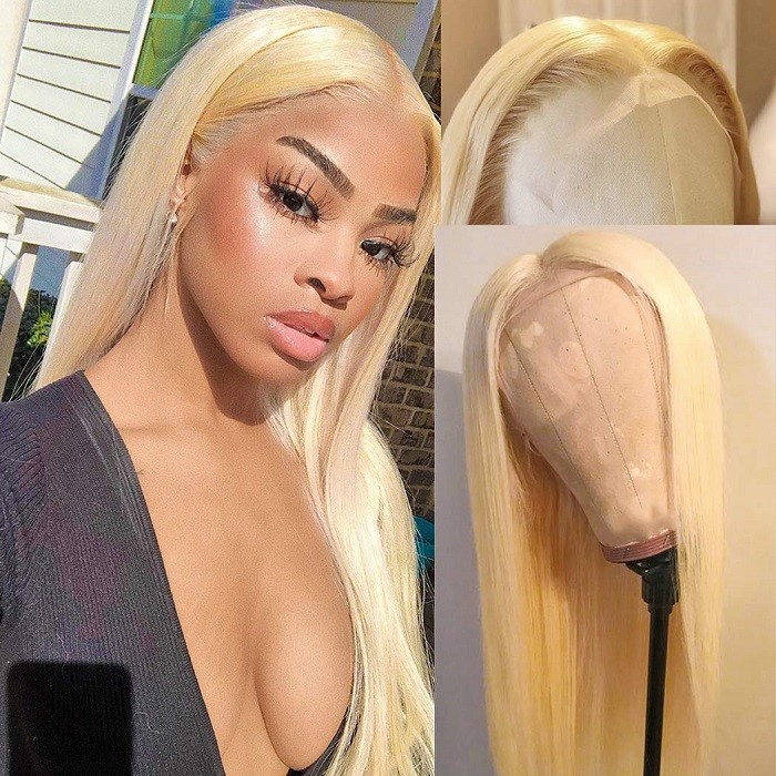 Kriyya Straight 613 Blonde Lace Front Wigs 13x4 Pre Plucked Remy Human Hair Wig