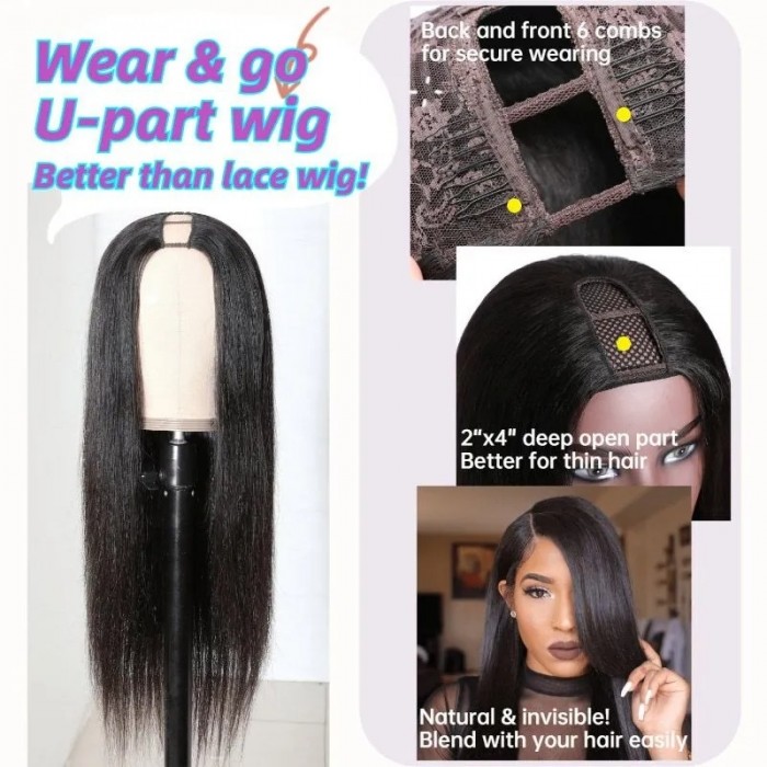 Flash Sale-Straight U Part Wig Glueless Virgin Human Hair Wig