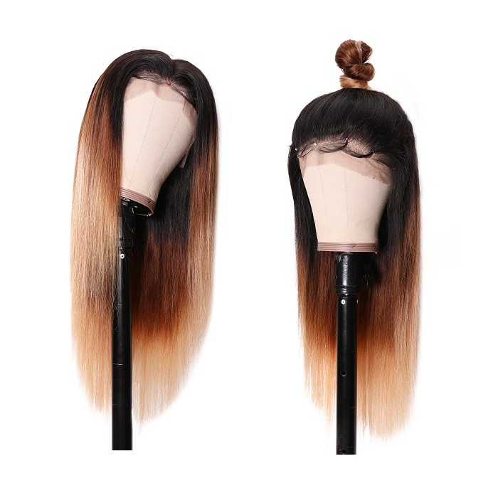 Kriyya T427 Color 13x4 Straight Lace Front Human Hair Wigs Pre-plucked With Baby Hair 150% Density