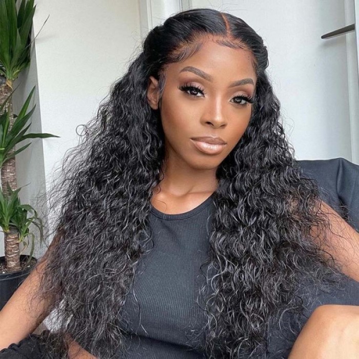 Kriyya Best Human Hair Water Wave Lace Front Wigs 13x4 Lace Front Wigs 150% Density Pre Plucked