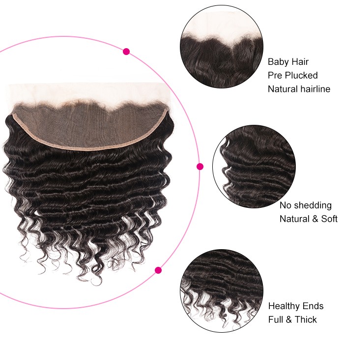 Kriyya Loose Deep Wave 4 Bundles With 13x4 Frontal Closure Malaysian Human Hair