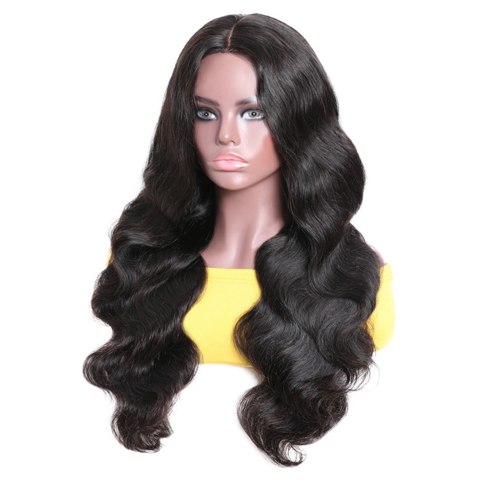 Kriyya Fake Scalp Wigs Body Wave PU Wigs 4.5*1.5 Middle Part Human Hair Wigs