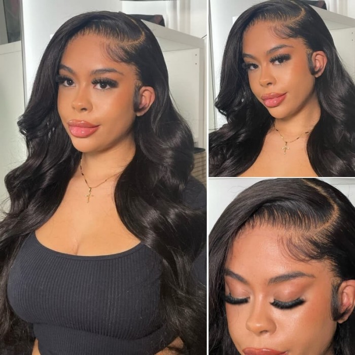 Kriyya Body Wave 13x4 HD Invisible Transparent Lace Front Human Hair Wigs With Natural Baby Hair