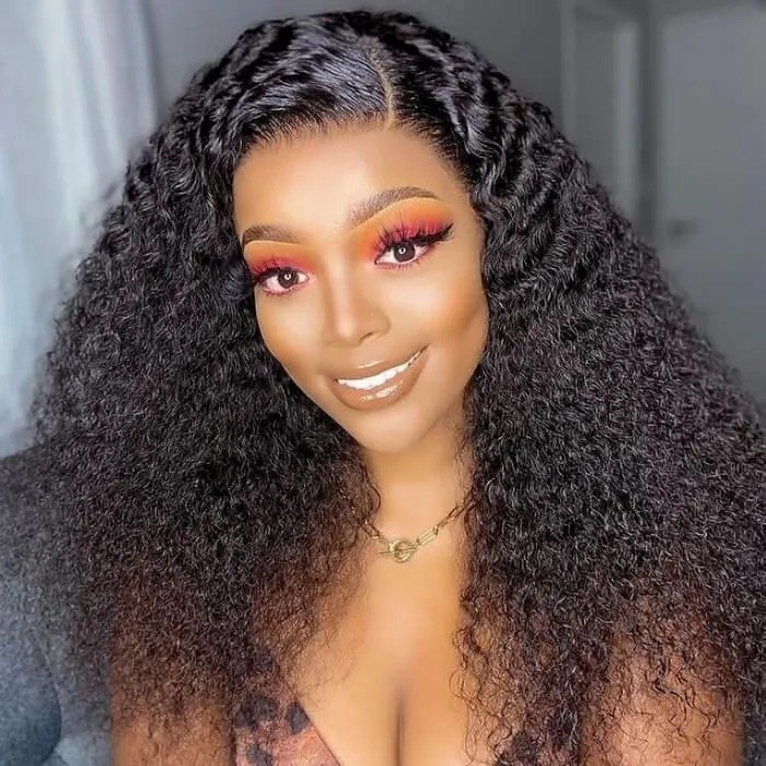 Kriyya  Jerry Curly Human Hair 13x4 Lace Front Wig Pre-plucked Virgin Hair Wig 150% Density