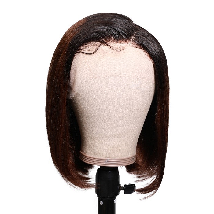 Kriyya Ombre Chestnut Brown Short Bob Lace Front Wig 13x4 Human Hair Wigs 150% Density