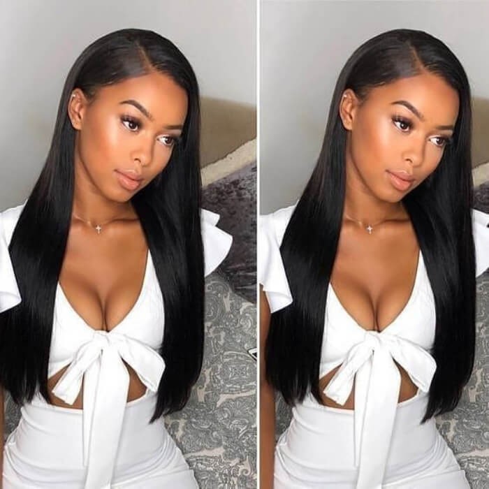 Kriyya Pre-Plucked Straight Human Hair 13x6 Transparent Lace Frontal Wigs 180% Density