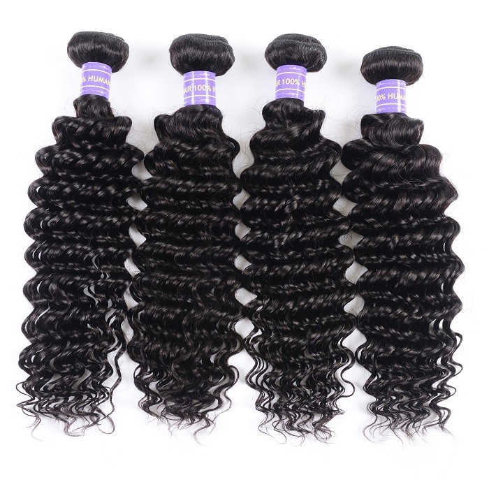 Kriyya Deep Wave Bundles Indian 100% Virgin Human Hair 4 Pcs 7A Human Hair