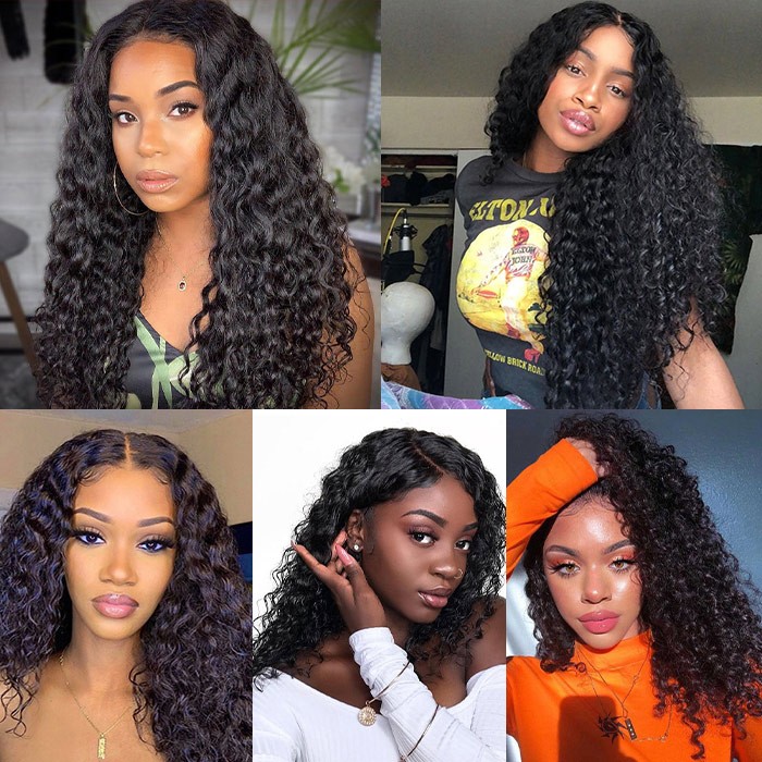 Kriyya Brazilian Deep Wave Human Hair 4X4 Closure With 3 Bundles Deals