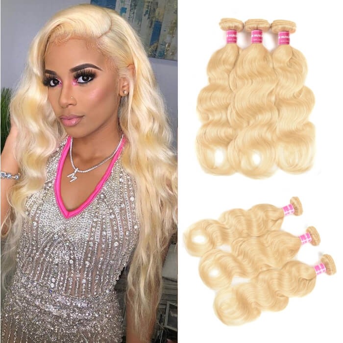 Kriyya 3 Bundles Brazilian Body Wave Hair 613 Color 100 Human Hair Bundles