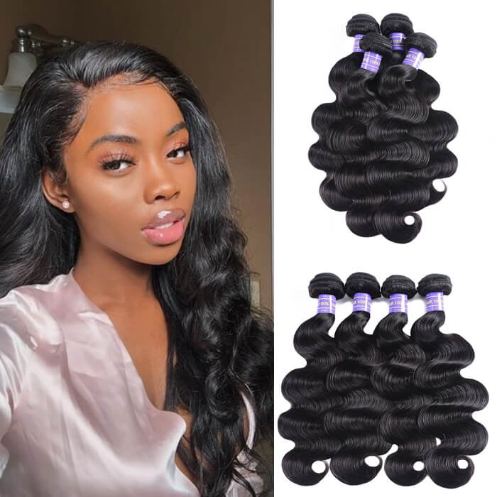 Kriyya Body Wave Peruvian 4 Pcs Hair Bundle Deals 7A Virgin Human Hair 