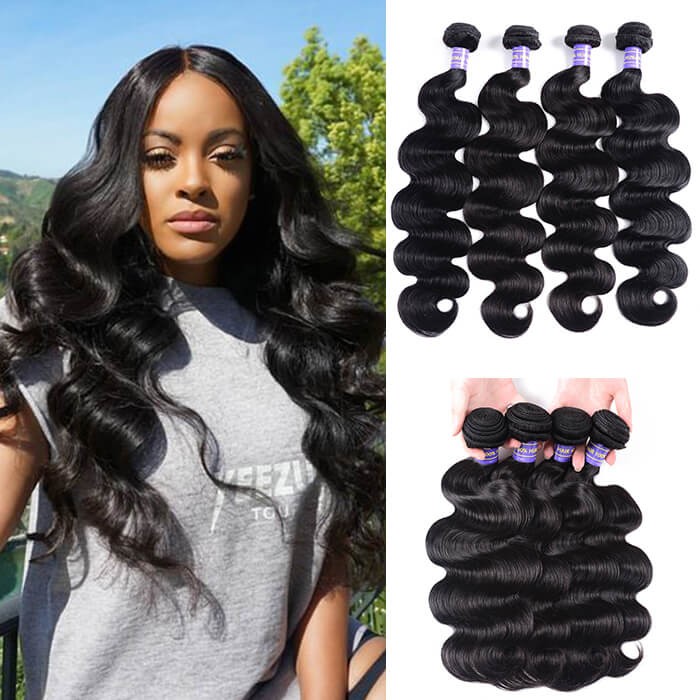 Kriyya Indian Body Wave Bundles 4 Pcs Unprocessed 7A Virgin Hair