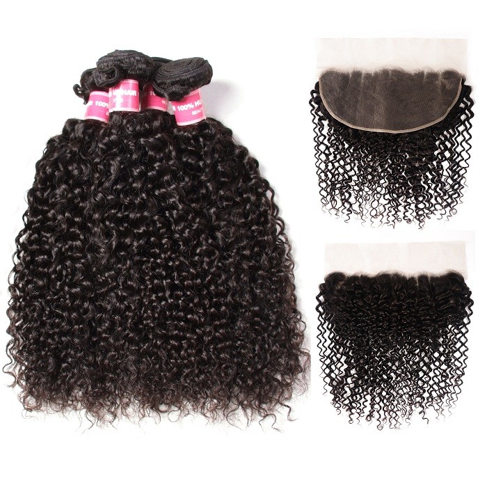 Kriyya Brazilian 4 Bundles Curly Hair With 13x6 Full Lace Front