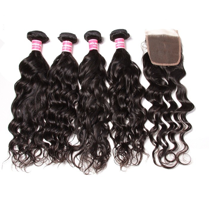 Kriyya 4x4 Lace Front Closure With Peruvian Natural Wave Sew In Weave 4