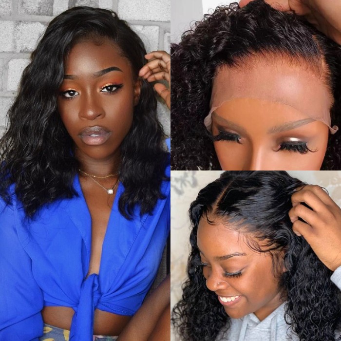 Kriyya Water Wave Human Hair Bob Wig 13x4 Short Lace Front Wigs