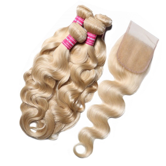 Kriyya 613 Blonde Body Wave Hair Styles Malaysian 4 Bundles With 4x4 Closure