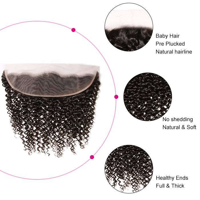 Kriyya Indian Remy Jerry Curly 4 Bundles And 13x4 Transparent Lace Frontal Closure Deals