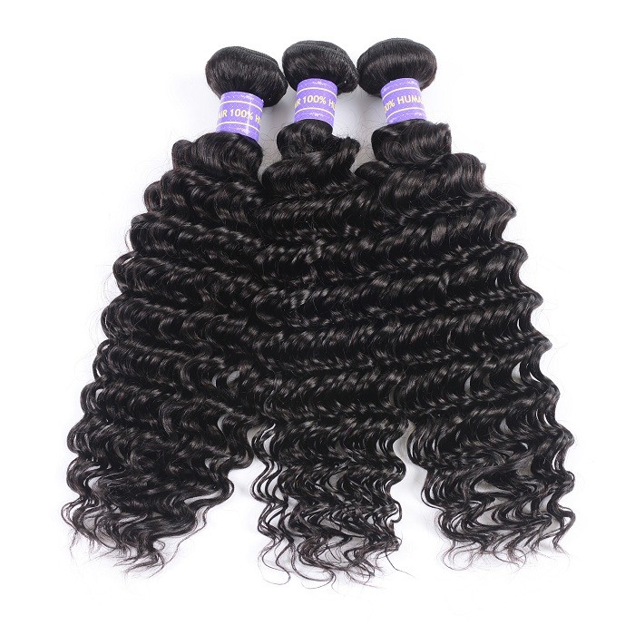 Kriyya Deep Wave 3 Bundles Virgin Indian Human Hair Weave 7A Hair