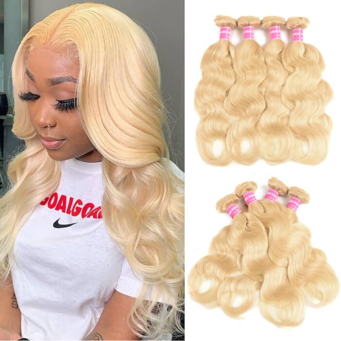 Kriyya Body Wave Human Hair 4 Bundles Deals 613 Color Peruvian Unprocessed Virgin Hair