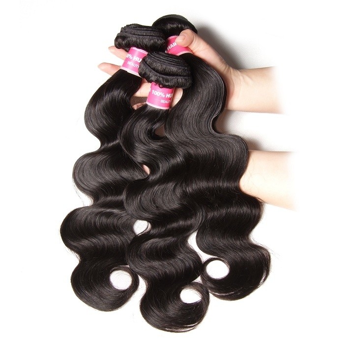 Kriyya 3 Bundles Body Wave With 5x5 HD Lace Closure Human Hair Weave Natural Color