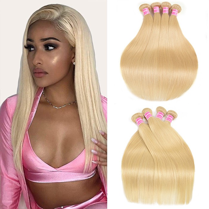 Kriyya Malaysian Best Straight Human Hair Weave 613 Blonde 4 Bundles