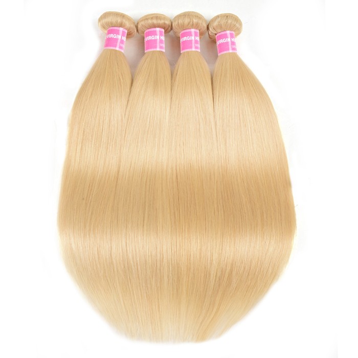 Kriyya Malaysian Best Straight Human Hair Weave 613 Blonde 4 Bundles ...